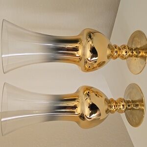 Elegant Gold and Clear Glass Vases